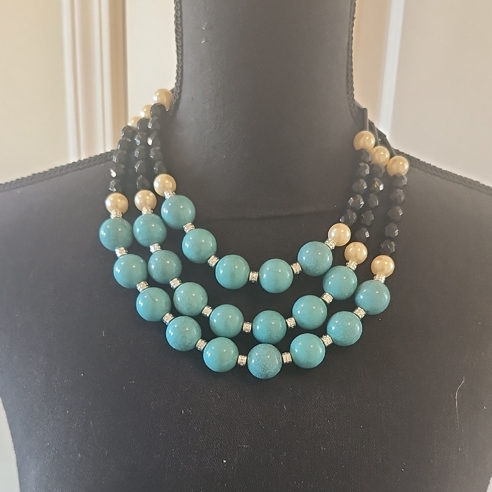 Chico's Black and Gold Multi-Strand Necklace